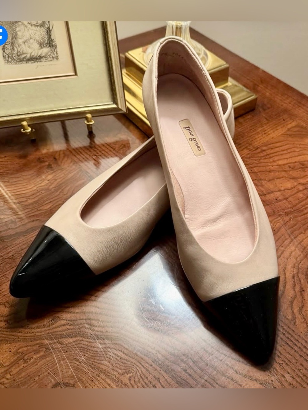 NEW Paul Green Two-tone Cap-toe Ballet Flats 7.5UK/10US